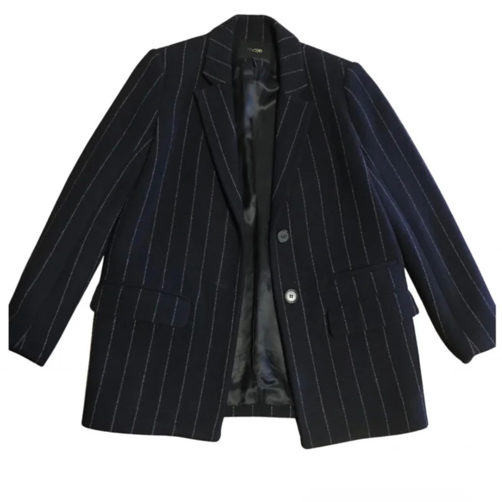 Maje Navy Pinstripe Blazer